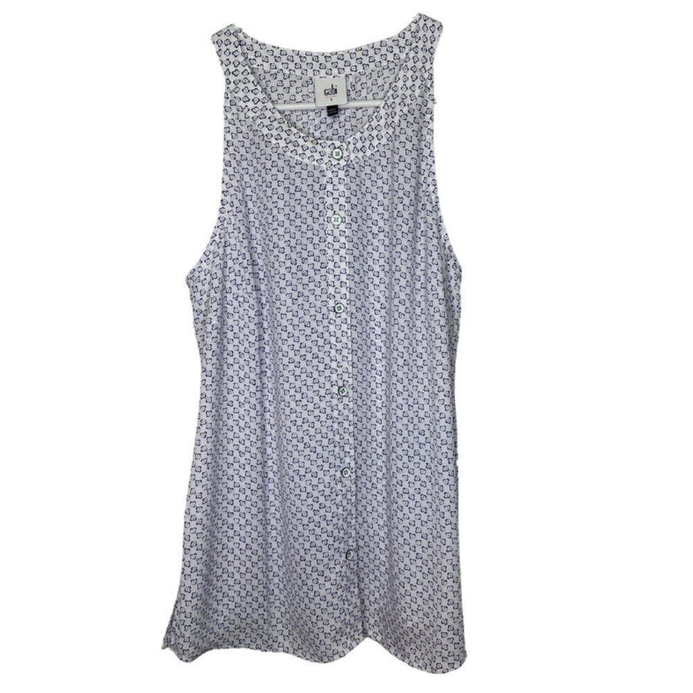 CAbi Priscilla Sleeveless Tank Top with Relaxed Fit and Buttoned Style | Small